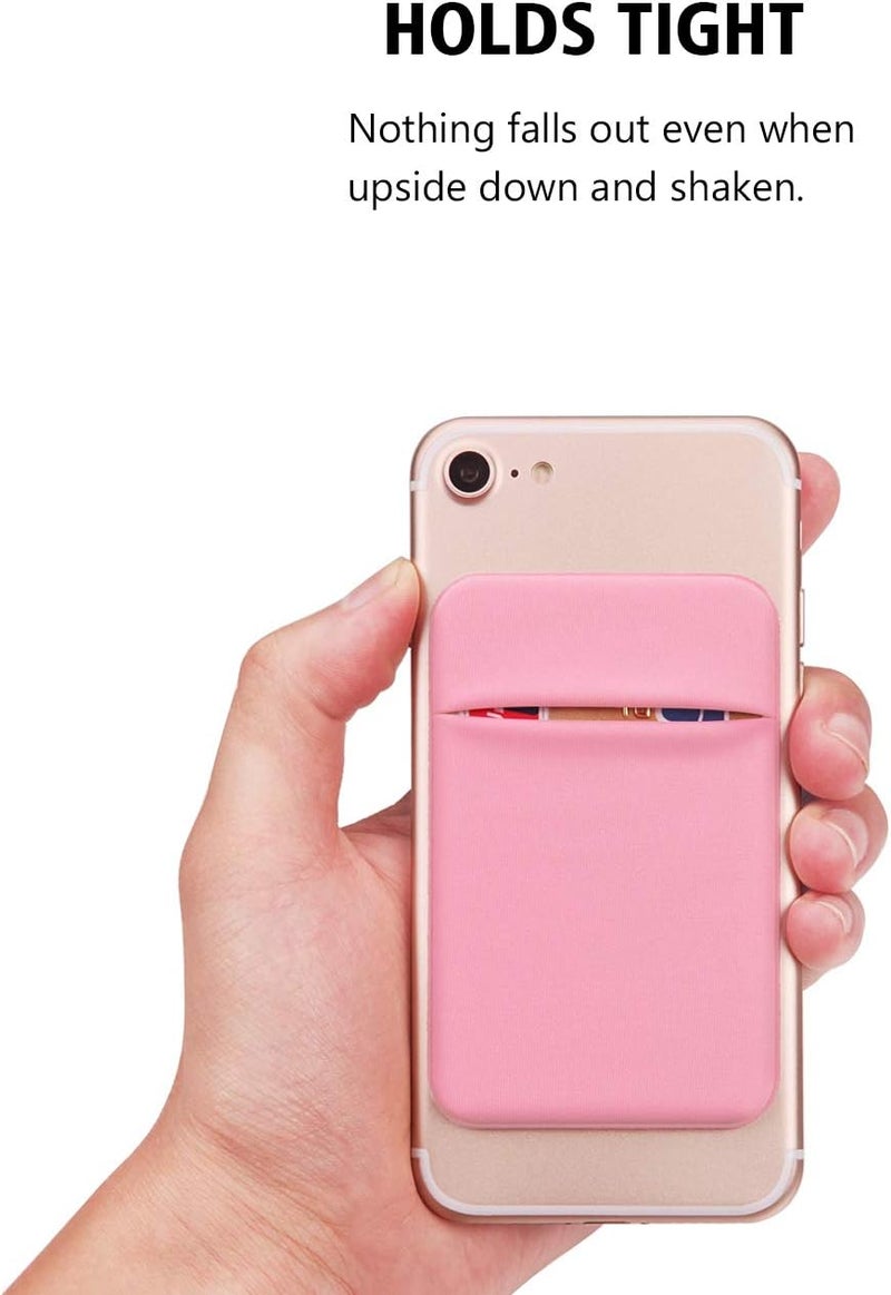 OBVIS Cell Phone Pocket Self Adhesive Card Holder Stick On Wallet Sleeve with Adhesive ID Credit Card ATM Card Holder for iPhone Android 2 PACK PINK - Image 4
